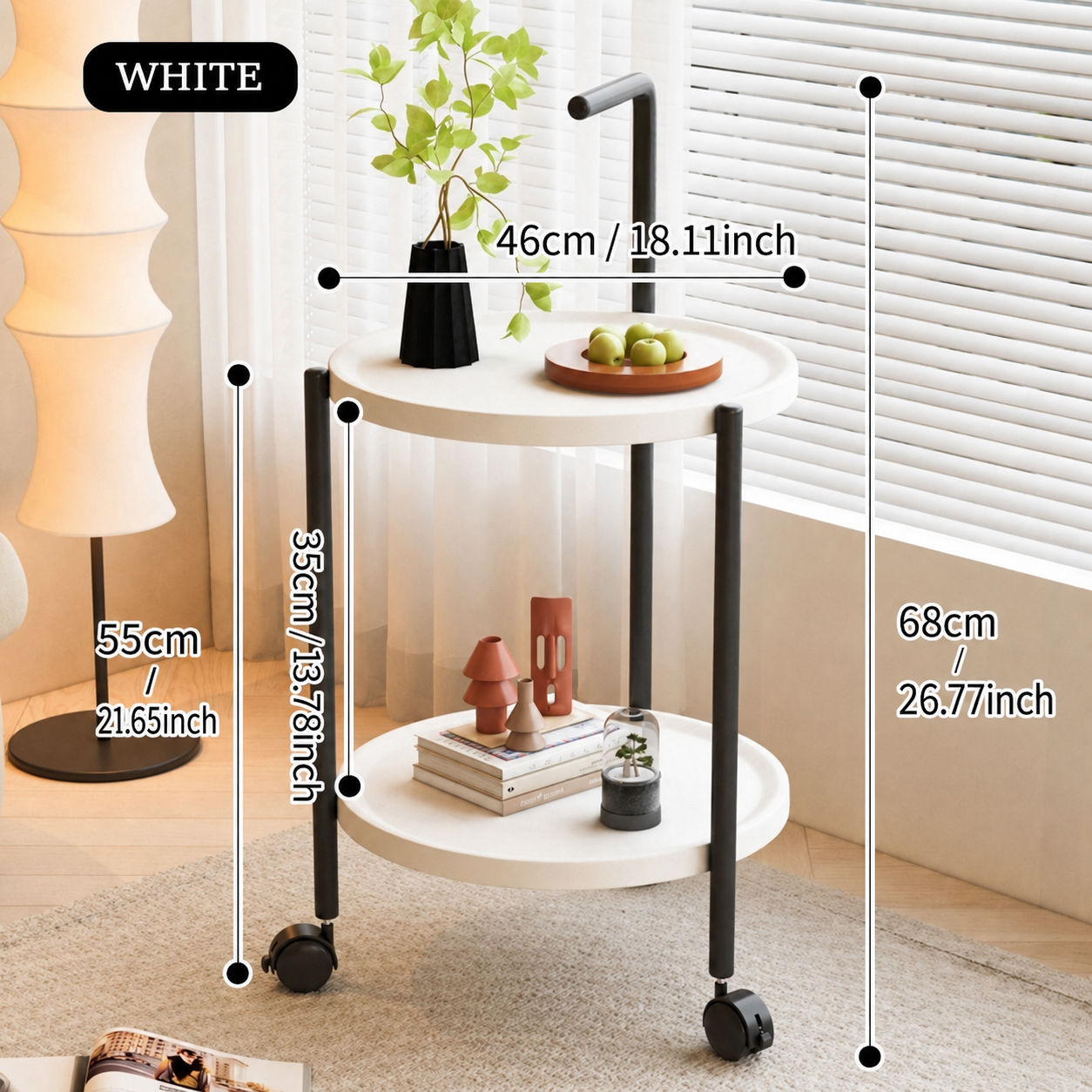 2-Tier Rolling Side Table