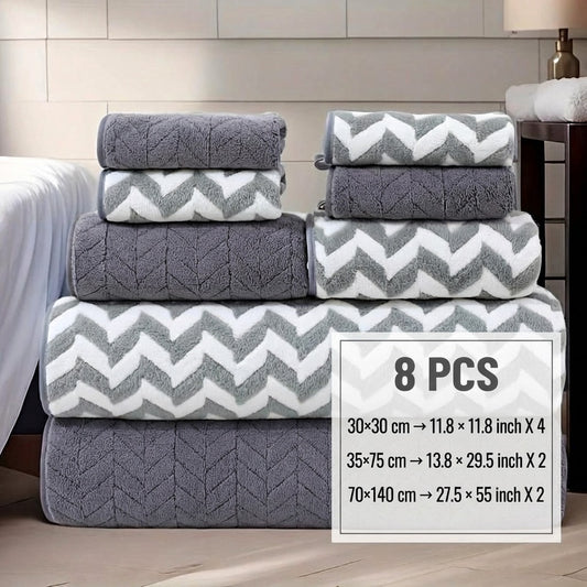 8-Piece Fleece Microfiber Towel Set