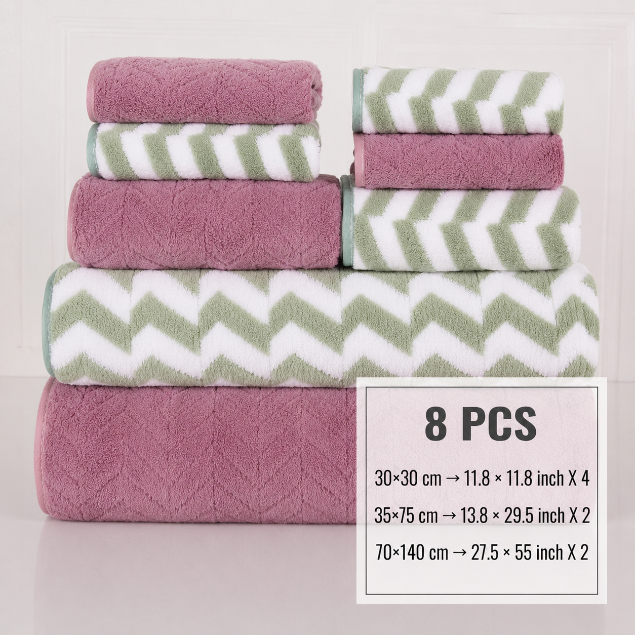 8-Piece Fleece Microfiber Towel Set