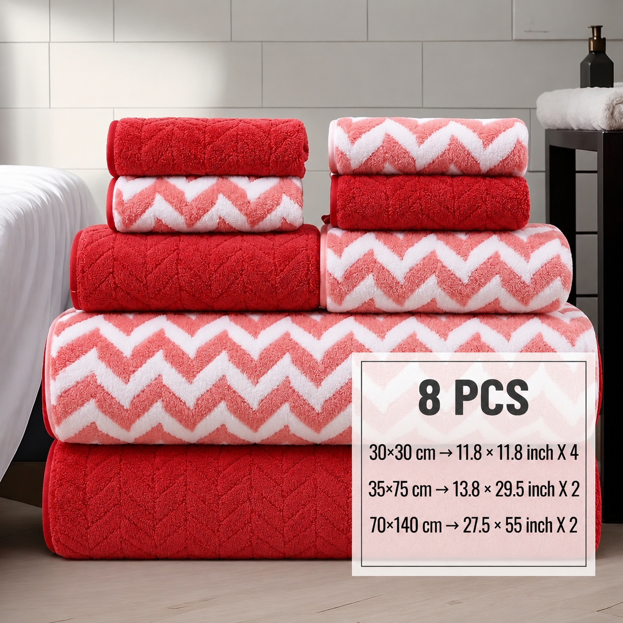 8-Piece Fleece Microfiber Towel Set