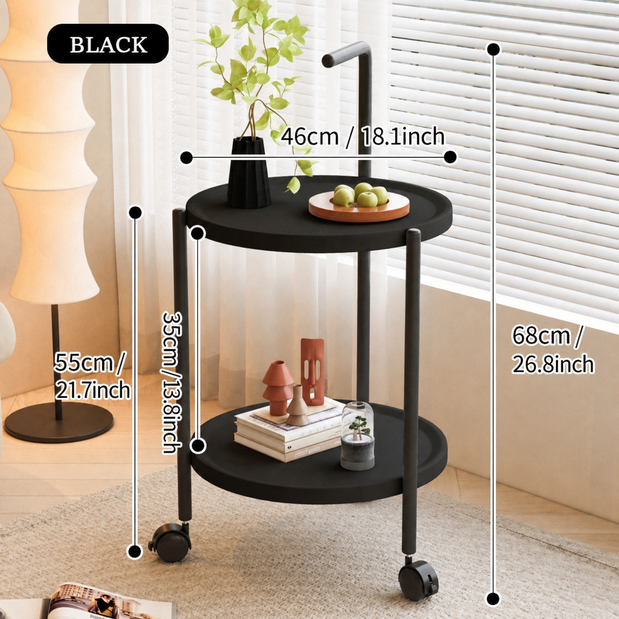 2-Tier Rolling Side Table
