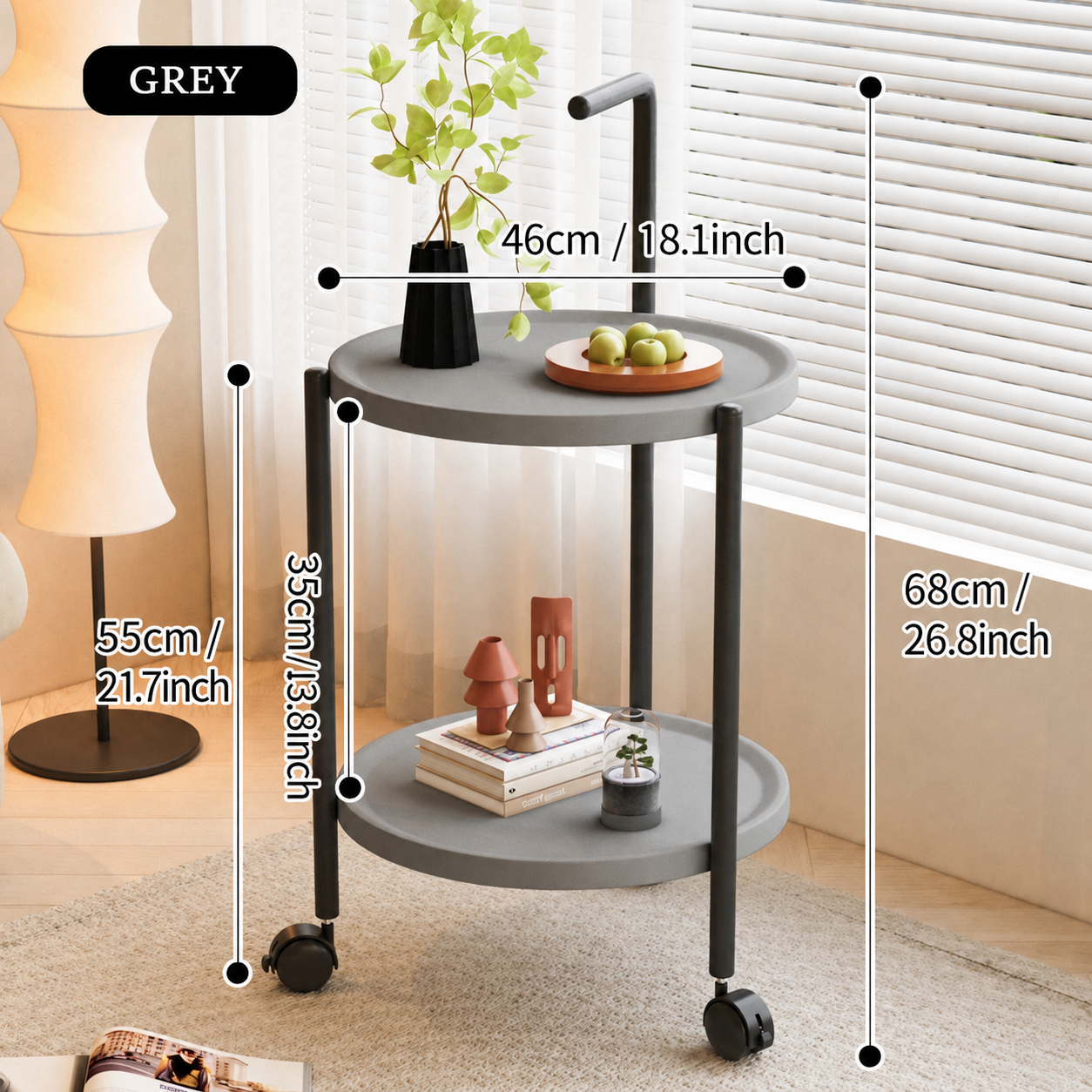 2-Tier Rolling Side Table