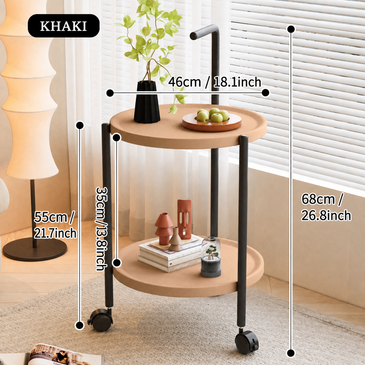 2-Tier Rolling Side Table
