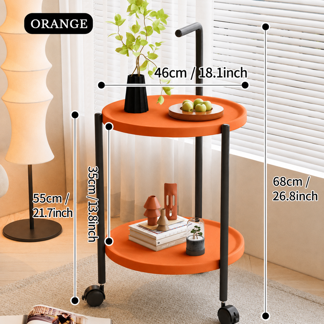 2-Tier Rolling Side Table
